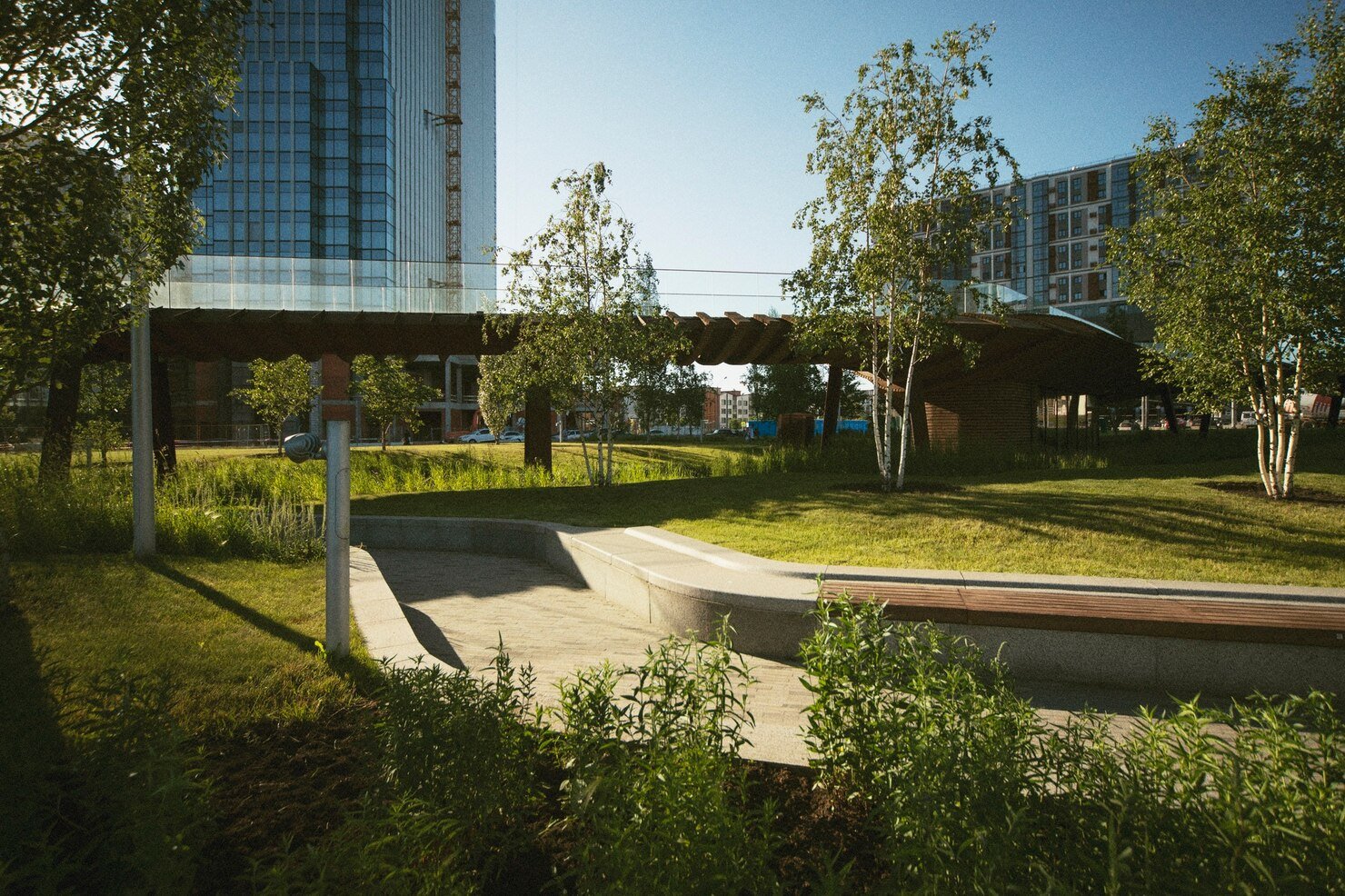 Residents relaxing in a lush park with the Atlanta skyline in the background, highlighting the city’s balance of urban living and green spaces.