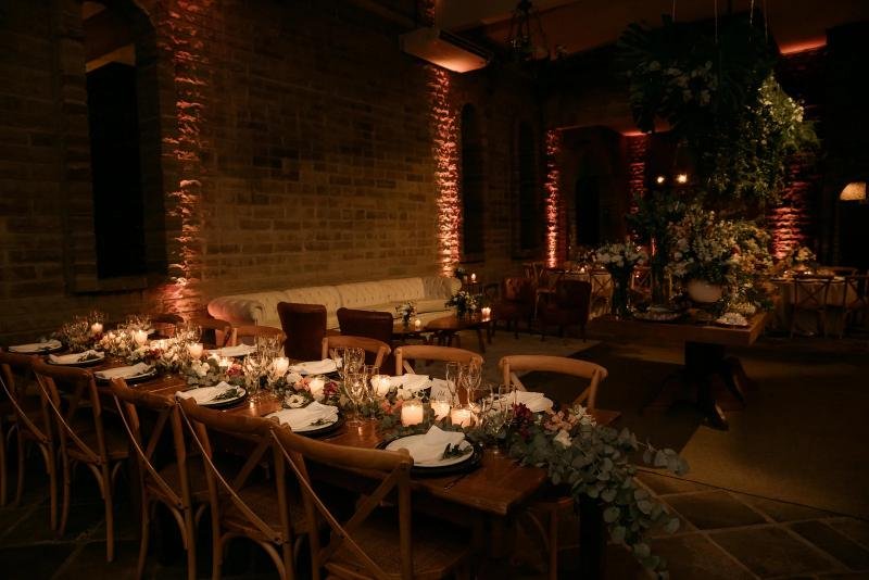 Elegant private dining room in an upscale Atlanta restaurant, featuring a beautifully set table for a sophisticated event or special occasion.