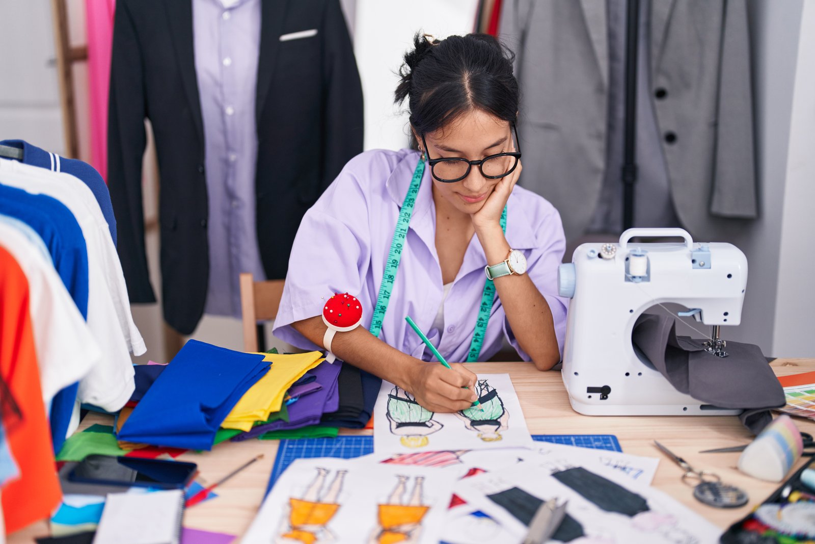 Fashion students sketching designs in a classroom at a top Atlanta fashion school, representing the city's leading institution for aspiring designers.