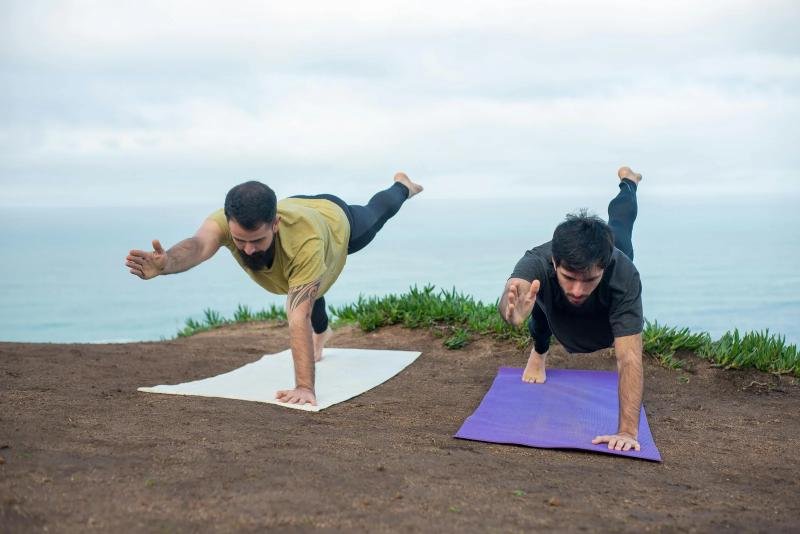 People working out in gyms, practicing yoga, and exercising outdoors in scenic Northeast Georgia.