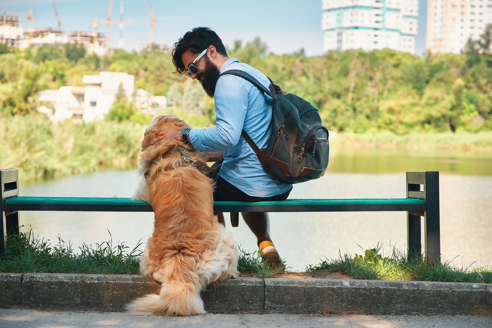 Dog playing at an outdoor park in Atlanta with pet owners nearby, highlighting the city’s best dog-friendly cafes, parks, and patios.